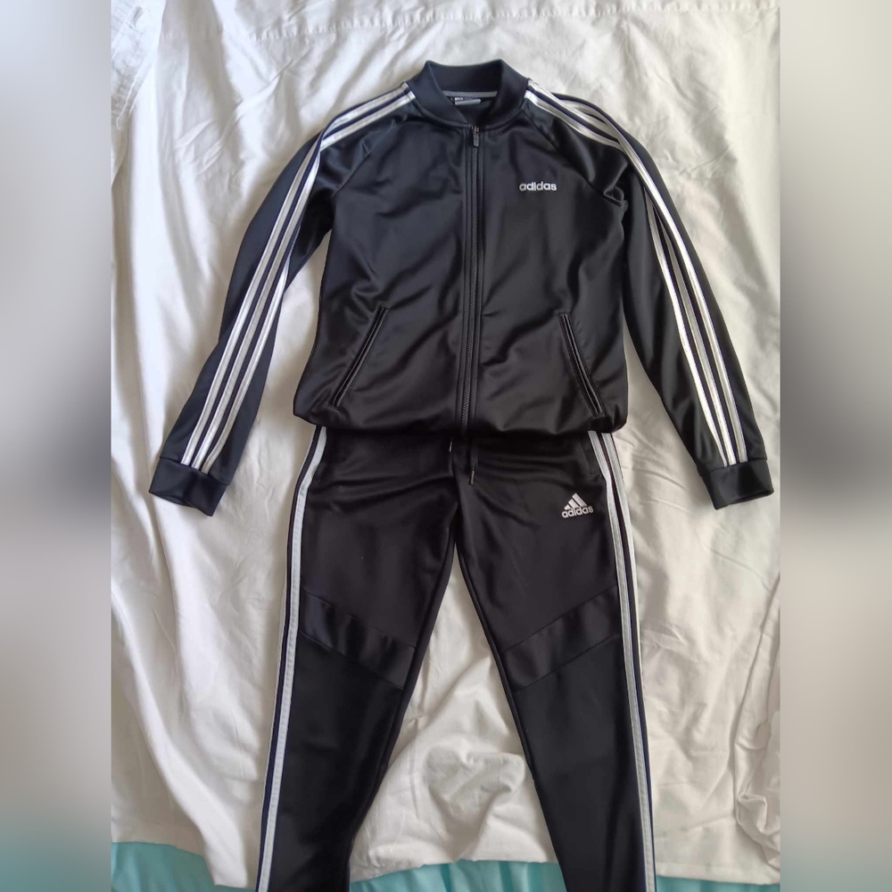 Adidas Tricot 3 Stripe track suit.